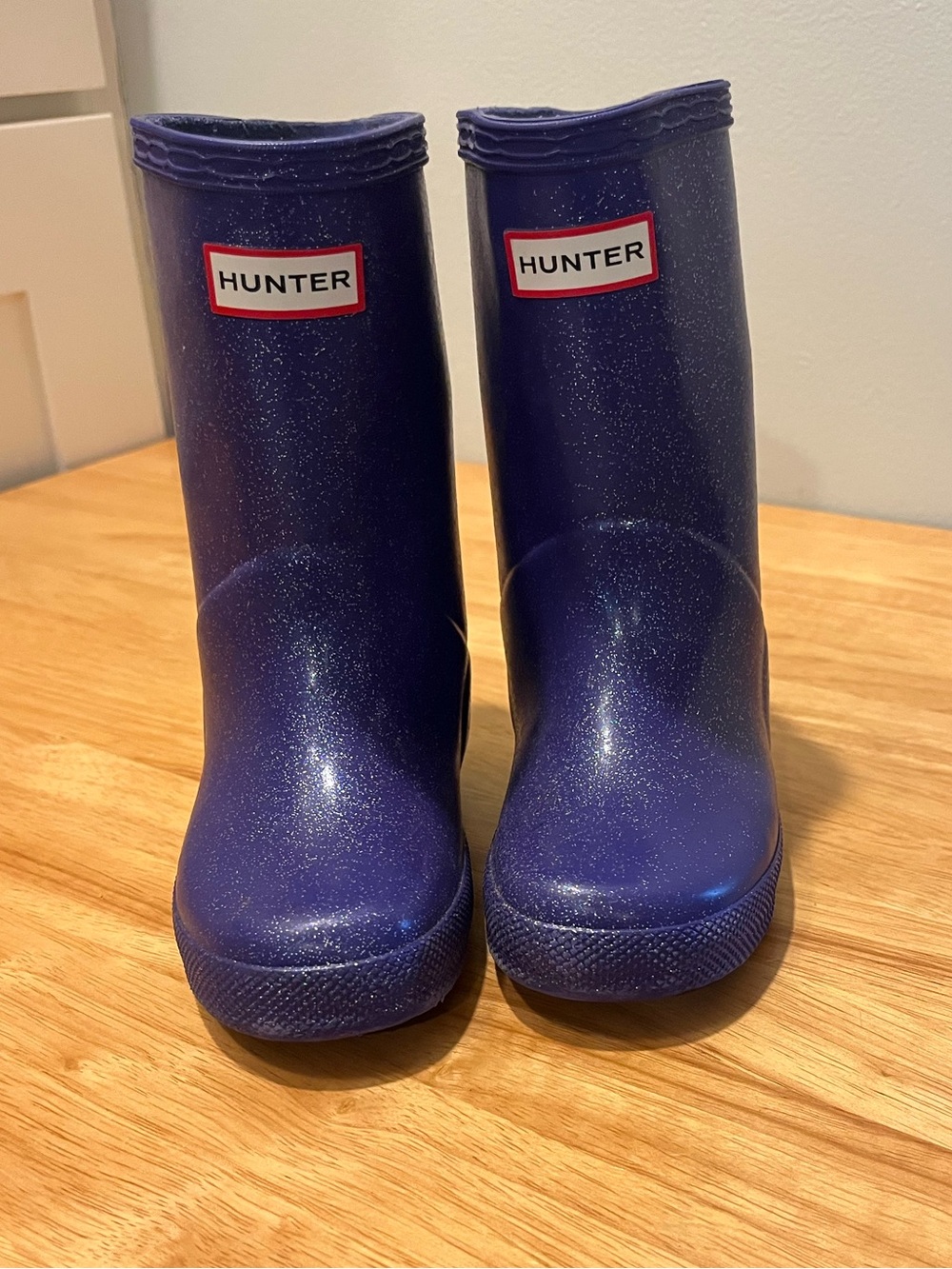 Purple sparkly toddler Hunter rain boots size US 9